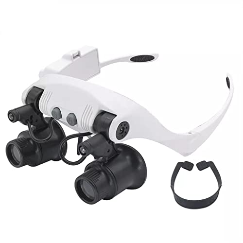 EUQKKWLOY Helmet Magnifier with Illumination 4 Magnification Hands-Free Binocular Glasses for Repair and Jewelry
