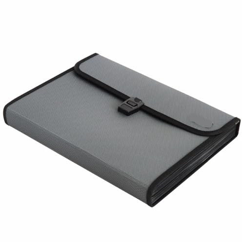 Folder for Documents 2pcs Solid Color A4 Document Expanding Wallet 12 Packet Durable Manage Files Organizer for Cards(Dark Gray)