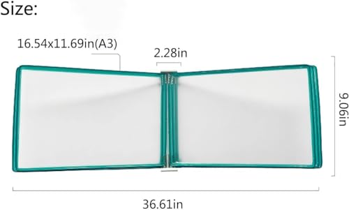 QTNLFCKVZ A4 wall mounted document holder, A3 Wall Hanging Units Flip Folder with Magnetic Base,Wall-Mounted Poster Flip Book Display for Workshop Exhibition Offices(Red)