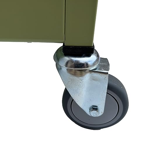 Workington Rolling Book Truck Book Cart with 3 Flat Shelves, Library Book Cart with Swivel Lockable Casters 3001 Apple Green