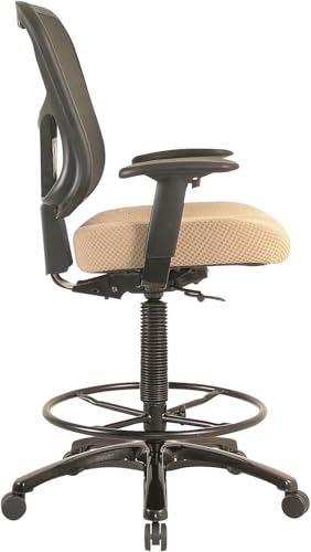 Tempur-Pedic TP8200C Fabric Drafting Stool with Backrest and Footrest with Lumbar Support, with Tempur Material, Cooling Gel Layer, Beige