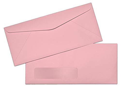 Limited Papers (TM) Regular Mailing And Business Envelopes, Left Hand Window, No. 10 (4.8 x 9.5 Inch), Gummed seal, 24 Pound, Variety of Colors And Quantities. (Pink, 500)