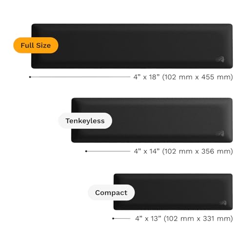 Glorious Gaming Padded Keyboard Wrist Rest (Full Size, 25mm Thick) - Anti-Fray Stitched Edges, Smooth Cloth Surface, Anti-Slip Rubber Base, Medium Firmness, 440 x 100 x 25mm - Black