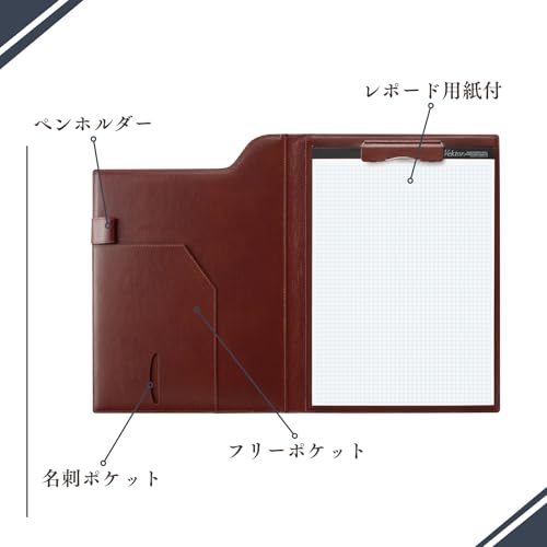 Raymay Fujii ZVF654K Clip File, ZeitVektor A4, Leather, Navy