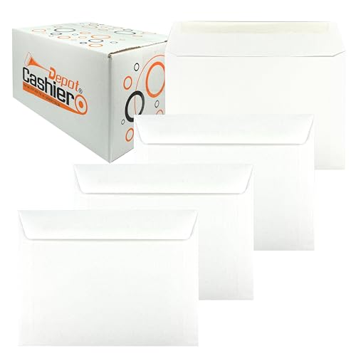 500 Cashier Depot 6" x 9" Booklet Envelope, Sturdy 24lb White, Gum Flap, 500/Box