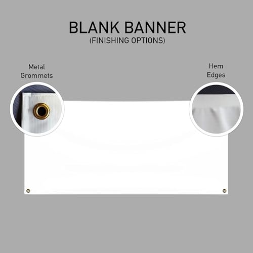 BannerBuzz Blank Vinyl Plain Banner, 11 Oz Waterproof Lightweight Foldable DIY PVC Flex, Schools Home Office Store Advertising Indoor Outdoor Use, Hemmed Edges with Grommets (8'W X 4'H, Black)