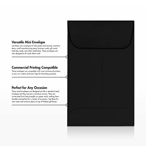 LUXPaper #1 Coin Envelopes | 2 1/4" x 3 1/2" | Midnight Black | 80lb. Text | 1,000 Qty
