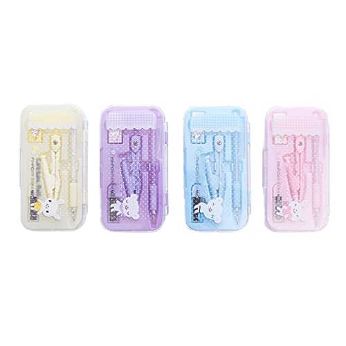 LOVULIFE Mathematical Geometry Set Storage Box, School Geometry Set, Multipurpose Office Stationery Set School Office School Supplies (4 Boxes) Ruler Compass Set