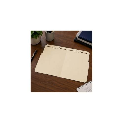 Staples Reinforced Tab Fastener Folder, Letter, 1/3 Cut, Manila, 50/Box