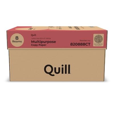 Quill Brand® 8.5" x 11" Multipurpose Copy Paper, 20 lbs., 94 Brightness, 500 Sheets/Ream, 8 Reams/Carton