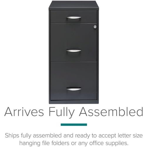Scranton & Co 3-Drawer Metal Filing Cabinet, 27.32" H x 14.25" W x 18.00" D, Charcoal Finish, Lockable Lateral File Cabinet for Home or Office Organization, Letter Size Hanging File Storage