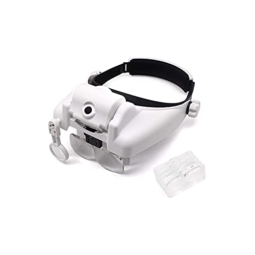 EUQKKWLOY Headband Magnifier,Head Mountlighted Magnifying Glasses,Headband Magnifier Glass Magnifying Glasses with Lamp with 1X 1.5X 2X 2.5X 3.5X 8X Lens with 3 Adjustable Led Lights Fo