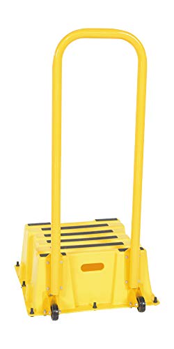 Vestil SPN-1-YL-HR-PO Polyethylene Nestable with Handrails Casters 1 Step 500 Lb. Capacity Yellow