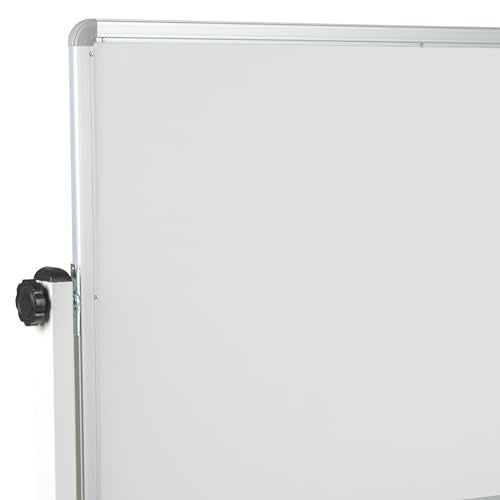 BizChair Reversible Mobile Cork Bulletin Board and White Board with Pen Tray, 64.25"W x 64.75"H