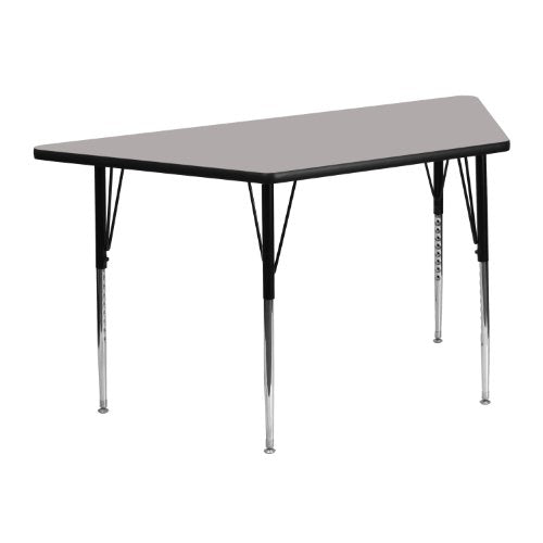 EMMA + OLIVER Gray 45x22.5 Trapezoid Adjustable Height Activity Table
