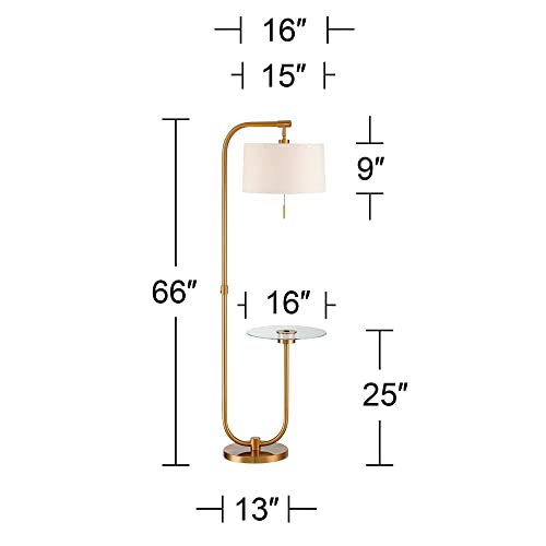 Possini Euro Design Volta 66" Tall Antique Brass USB Tray Table Floor Lamp