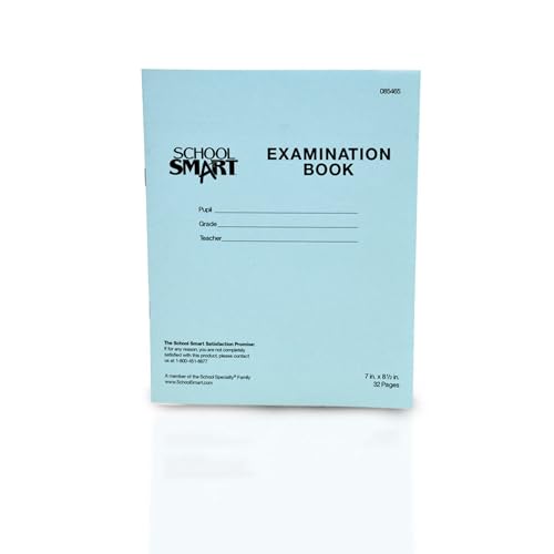 School Smart Examination Blue Book with 32 Pages, 7 x 8-1/2 Inches, Pack of 50 Books