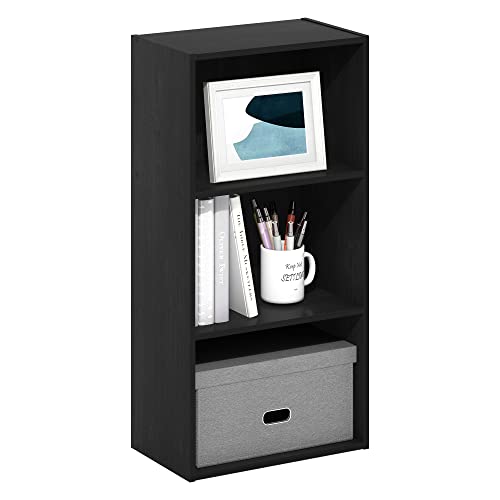 Furinno LUDER 3-Tier Book Shelf, Open Shelves Bookshelf, Blackwood