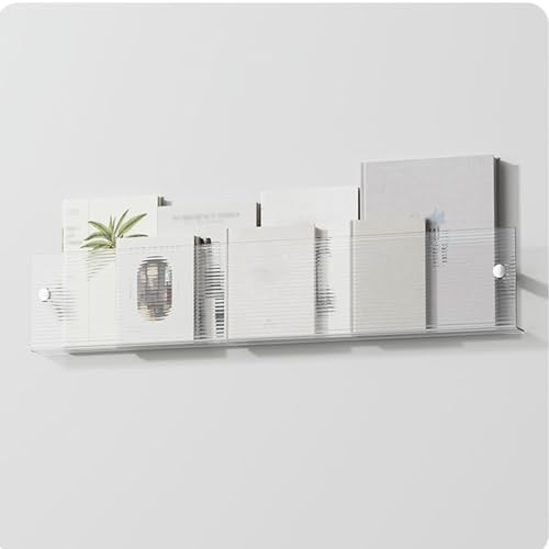 Brochure Holder Wall Mount Clear Book Shelf for Wall, Acrylic Magazine Brochure Rack/Hanging Display Stand for Kids Room, Office, Church, Coffee Shop, File Record Holder Organizer(Water Ripples,L 80cm
