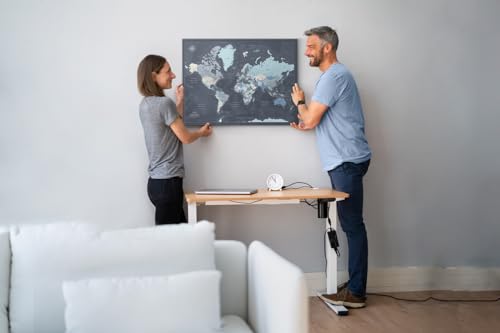 World Map Poster with Pins for Travel Tracking | Satin-Coated Push Pin Travel Map Poster for travel tracking (40 x 30)