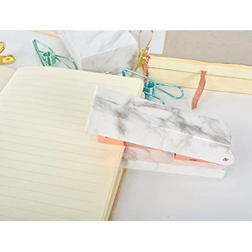 OEKFVCHVZ Elegant Marble Pattern Stapler Heavy Duty Desktop Spring Powered for Home Office Bookbinding Supplies
