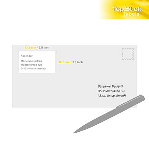 TopStick 8699 Address Labels 1000 Sheets 63.5 x 38.1 mm 21 per A4 Sheet Pack of 21000 Self-Adhesive Printable Matt Blank Paper Address Labels White