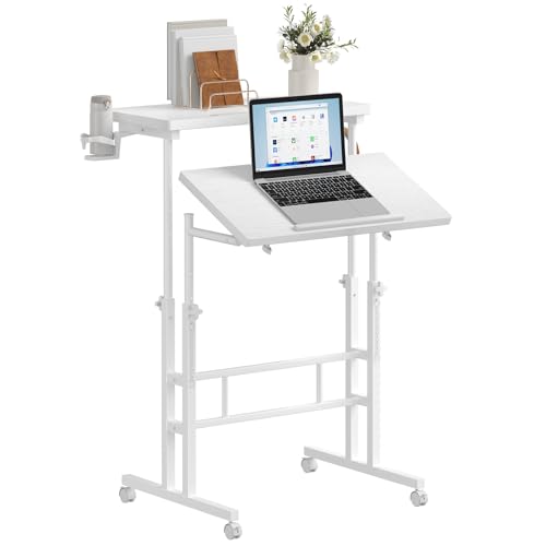 DUMOS Rolling Standing Desk, Walking Pad Desk, Split Top Computer Cart