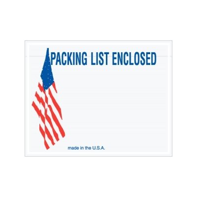 7" x 5 1/2" w/ USA Flag "Packing List Enclosed" Panel Face (PL468) Category: Packing List Envelopes