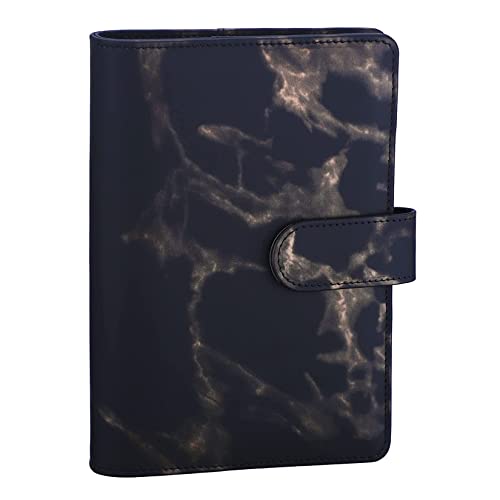 QERTYHKK A6 PU Leather Binder Budget Marble Refillable Notebook Cover, Loose Leaf Personal Planner with Magnetic Buckle