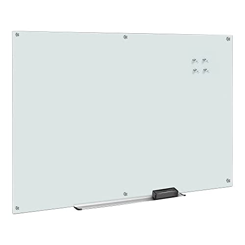 Amazon Basics Glass Dry-Erase Board, Magnetic Frameless Whiteboard, Easy to Install, 72" x 48", White