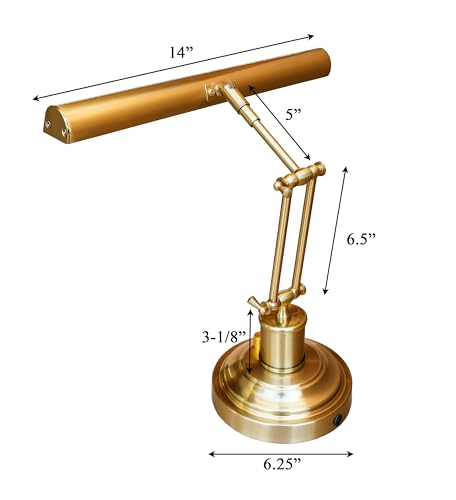 Sheet Music Northwest Piano Light, 14" Adjustable LED Piano Desk Lamp, Antique Brass, Dimmable