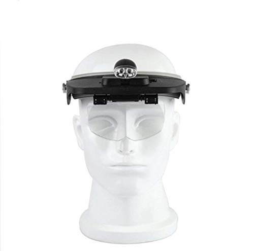 EUQKKWLOY 4 Lens 1.2X,1.8X,2.5X,3.5X Magnifier Led Light Handsfree Headband Magnifier Lamp Headband Glasses Magnifying Glasses Reading Glass with 2 Led Lights Eyeglasses Magnifier