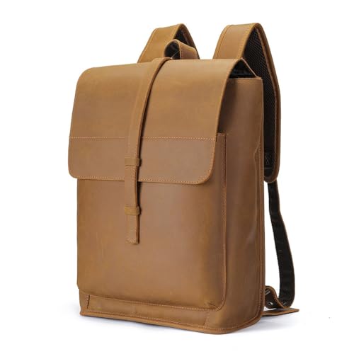 AODFDSJH Laptop Backpack Genuine Leather Casual Travel Daypack Hiking Bag Camping Rucksack