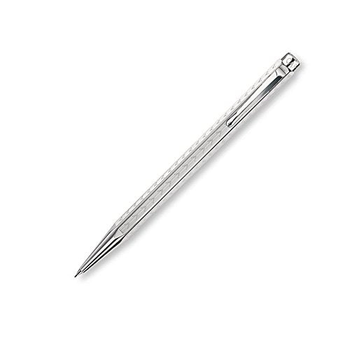 Caran D' Ache Chevron Ecridor Silver Plated/Rhodium Coat Chevron 0.7mm Pencil, Large Engraving Space (0004.276)