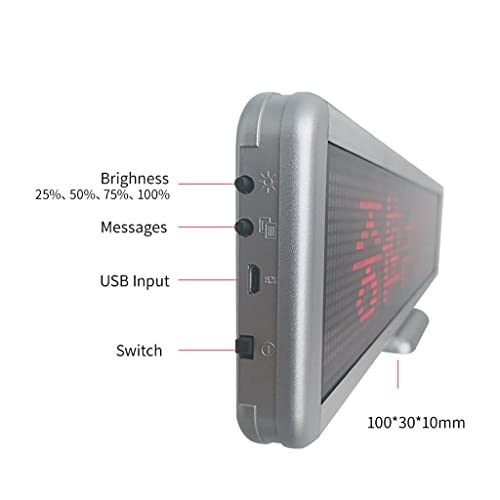 MekUk LED Sign Board Scrolling Message LED Scrolling Sign Screen Message Display Mini Moving Desk Board Advertising Programmable for Store, Car, Business, Promotion (Color : Red, Size : 310 * 110mm)