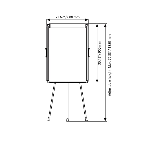 M&T Displays 23x35 Inch Adjustable Magnetic Whiteboard Flipchart Dry Erase Free Standing Write Board Paper Stand for Schools Classrooms Presentations Training Rooms Silver Aluminum