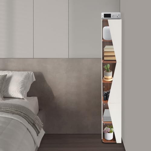 Corner Bookshelf 6 Tier Wall Mounted Storage Rack for Living Room Home