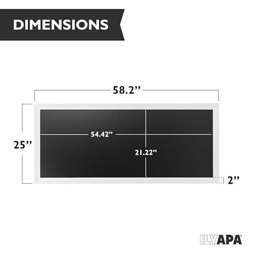 Ilyapa Extra Large Magnetic Chalk Board for Wall - Hanging Sandwich Menu Signs for Restaurant, Cafe, Food Truck, or Kitchen - 58x25 Inches - White
