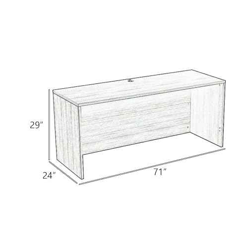 Benzara Jeny 71 Inch Office Credenza Shell with Modesty Panel, Mahogany Red