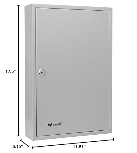 winbest 121 Position Key Lock Box – Hook-Style Cabinet with Numbered Hooks, Key Tags, Log Sheet, Labeled Shelves, Wall Mount, 0.8mm Solid Steel – Secure Key Organizer Storage