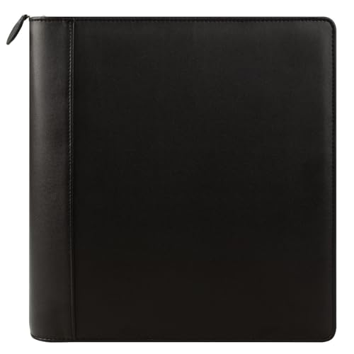 FranklinCovey - FC Basics Ring-Bound Binder for FranklinCovey Planners | Simulated Leather - Zipper Binder (Monarch, Black)