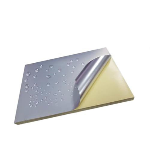 DUHWQ A4 Matte Silver PET Material Label Paper Brushed Golden Finish Waterproof Anti Scratch Compatible with Inkjet and Laser Printers 8 5mic 5mic(50 Brushed Golden)