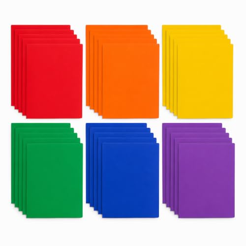 Encased Plastic 2-Pocket Folders, Assorted Colors - 30 Pack