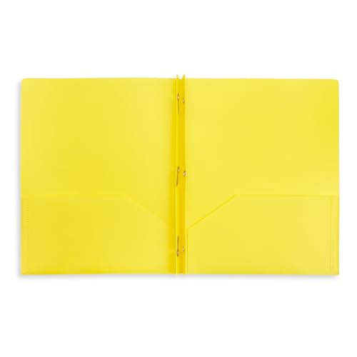 Blue Summit Supplies 30 Plastic 2 Pocket Folders with Prongs, Assorted