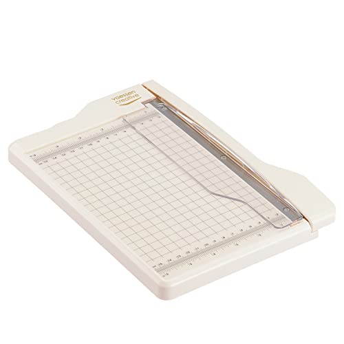 Vaessen Creative Trim Easy Guillotine Cutter, 6 x 8.5 inches, Trimmer for Cutting Paper, Cardstock, Foam, Felt, Cork Sheets and Other Craft Materials, White/Pink