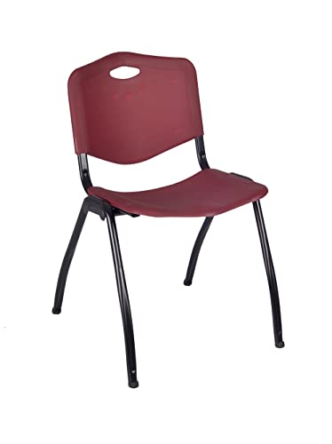 Regency M Burgundy Stack Chairs 8-Pack – Durable Plastic Stackable Chairs with Metal Frame, Lightweight & Easy-Clean Seating for Offices, Cafeterias & Breakrooms