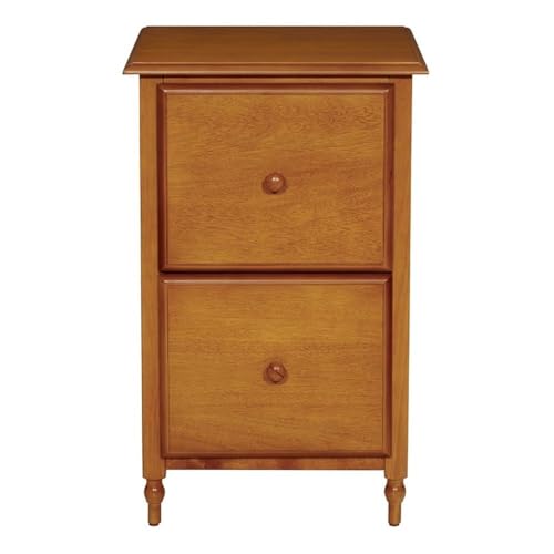 Pemberly Row Modern 2 Drawer Wood File Cabinet, 30" H x 18.75" W x 20.25" D, Solid Hardwood, Antique Cherry Finish, Letter Size Files, Office Storage, Ready to Assemble, Indoor Use