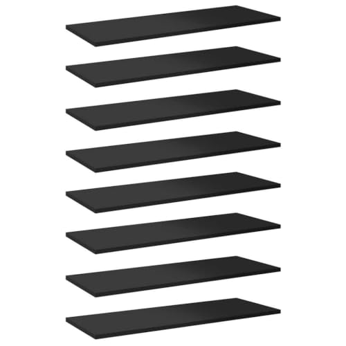 Bookshelf Boards 8 Pcs High Gloss Black 31.5x11.8x0.6 Inch Engineered Wood