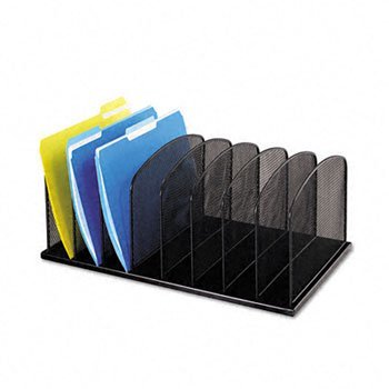 Safco® OnyxTM Mesh Desk Organizer with Upright Sections ORGANIZER,VRT,8 SEC,BK (Pack of2)