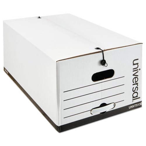 Universal Economy Storage Box with Tie Closure, Legal, Fiberboard, White, 12/Carton (75130)